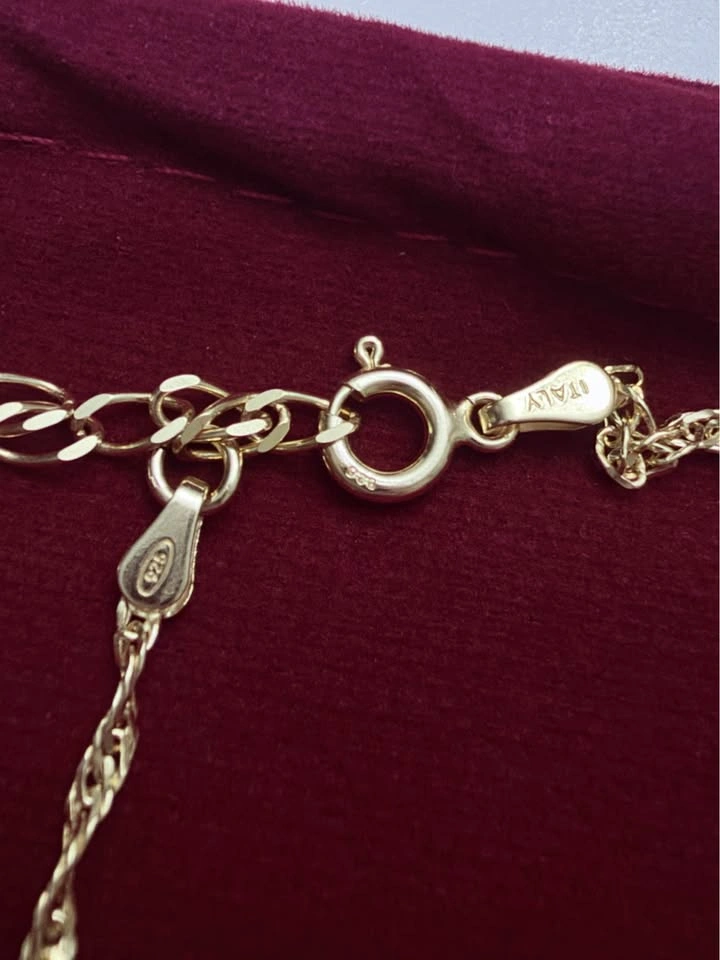 Gold Plated 925 Sterling Silver Rope Chain Bracelet Italy - photo 5
