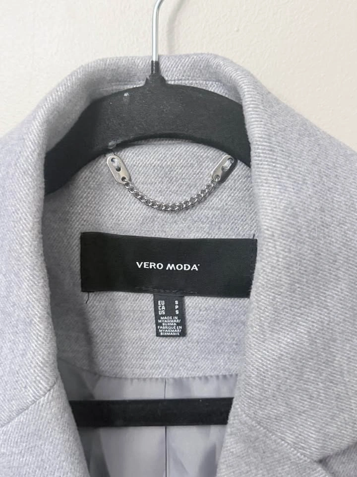 VERO MODA Light Grey Single-Breasted Tailored Coat - Small - photo 3
