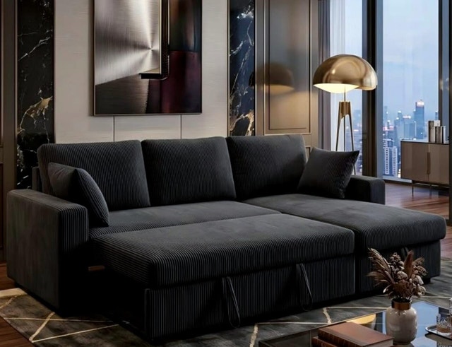 Large Sectional Sofa Couch with Pull-Out Bed - photo 5