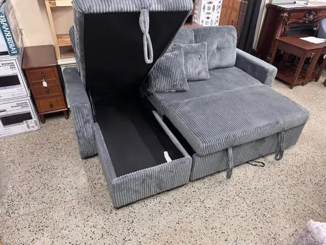 Weekly Sale Spacious Corduroy Sofa Bed Pull-Out Sectional - photo 3