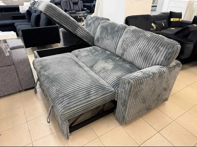 Weekly Sale Spacious Corduroy Sofa Bed Pull-Out Sectional - photo 5