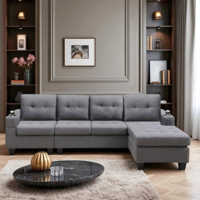 Big Sale L-Sectional Sofa with Cushion Luxury Quality