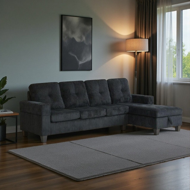 Spacious Sectional Sofa Reversible Storage Couch - photo 2