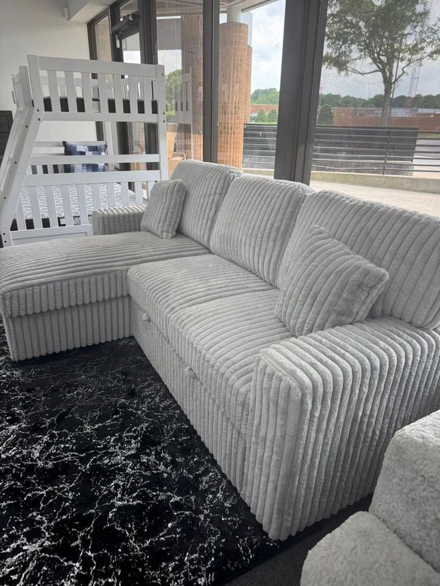 Modern Corduroy Soft Sectional Sofa Bed Sleeper Couch - photo 3
