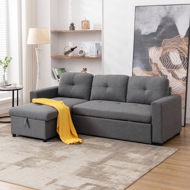 New Sectional L-Shape Sofa Set Storage Ottoman - photo 5