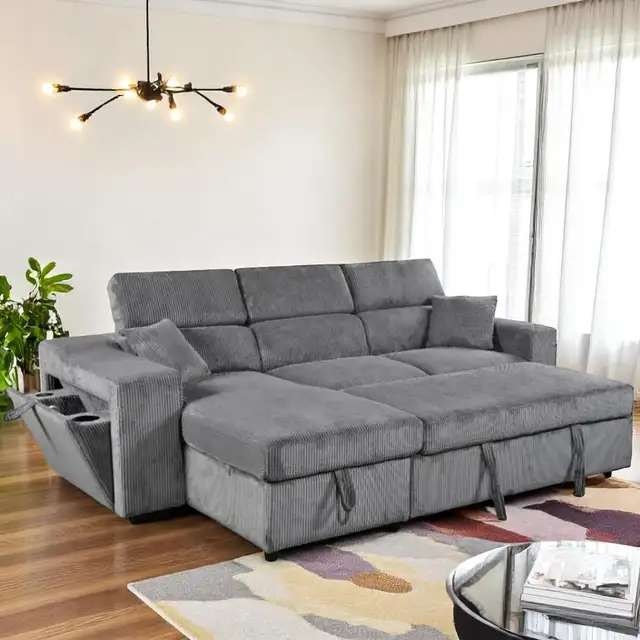 Modern Pull-Out Sofa Bed with Soft Cushions
