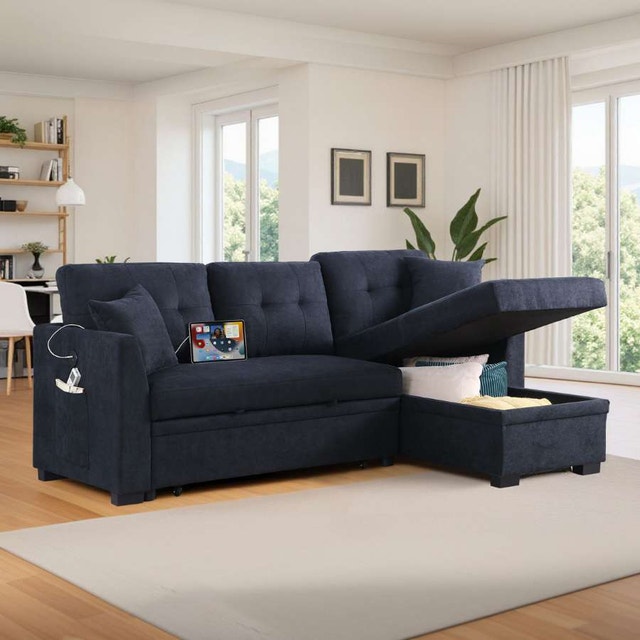 Reversible Sleeper Sectional Sofa Storage and Pull Out Sofa Bed - photo 3