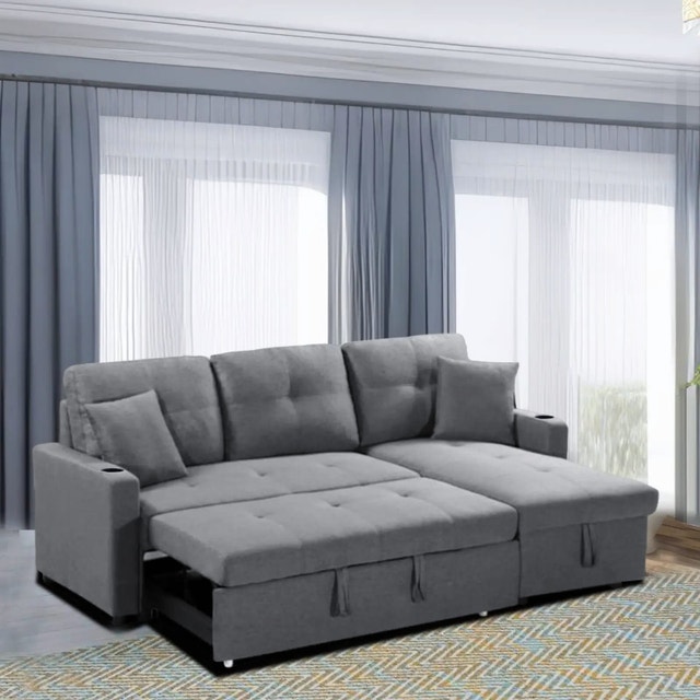 Brand New Dual Function Pull Out L-Sectional Sofa Bed