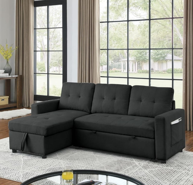 Luxury Sale Modern Pull-Out Sofa Bed with Storage & Cushions - photo 3