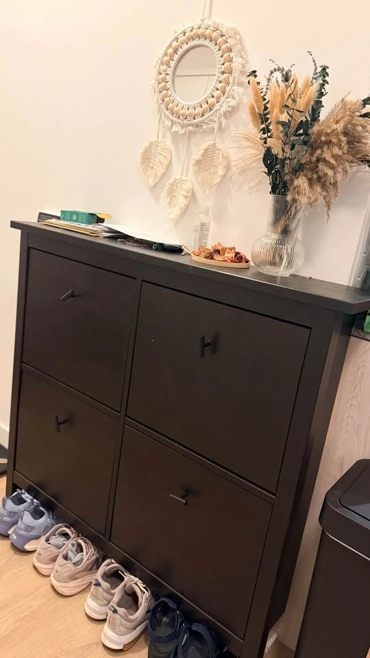 4-Drawer Shoe Storage Cabinet – Black/Brown