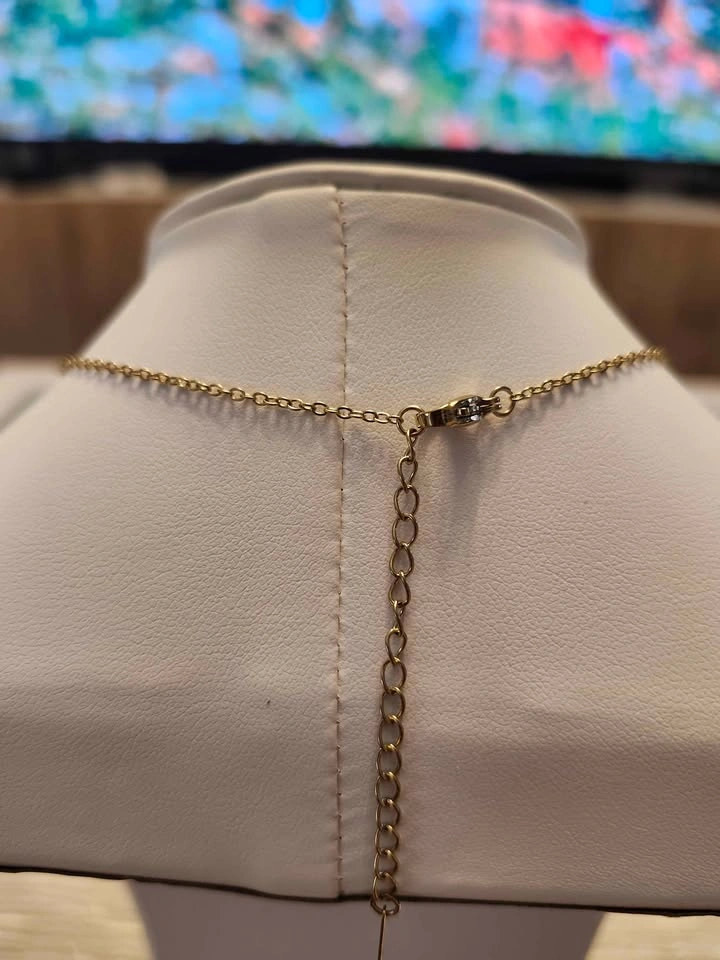 Gold-Toned Angel Cross Necklace with Crystals - photo 3