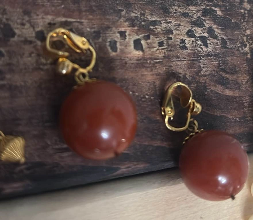 Vintage Costume Jewelry Set - Faux Pearl and Brown Beads - photo 3