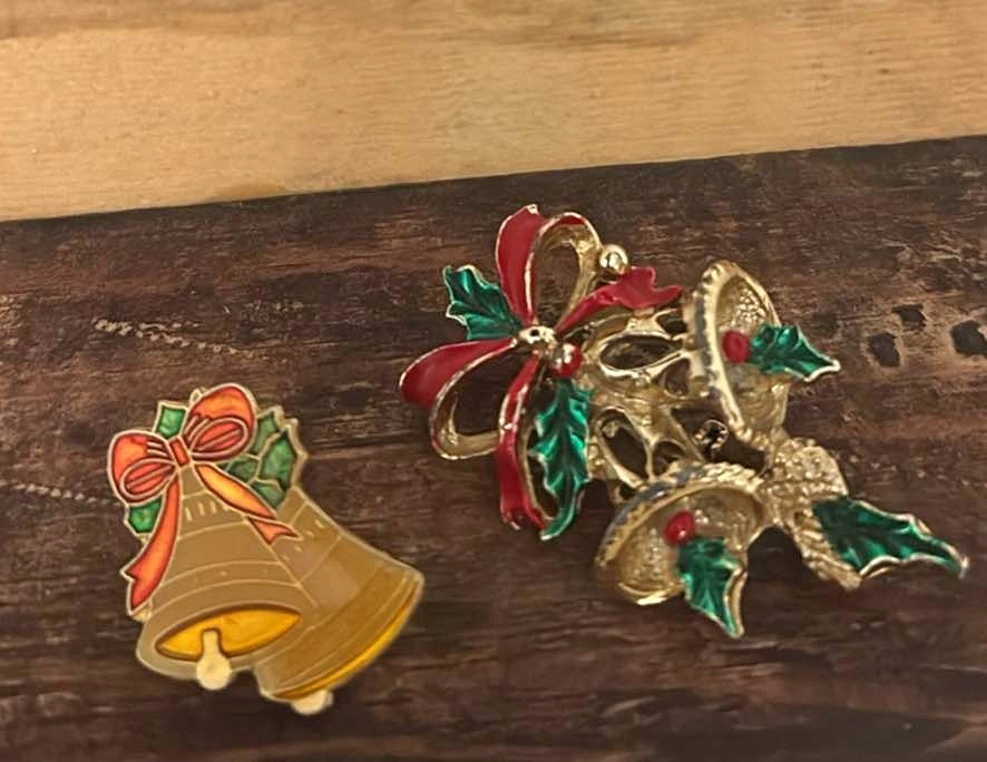 Vintage Christmas Bell Pin and Brooch Set - $15 - Cochrane