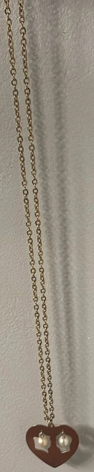 Gold-Toned Vintage Heart Pendant Necklace with Pearl Accents - photo 2