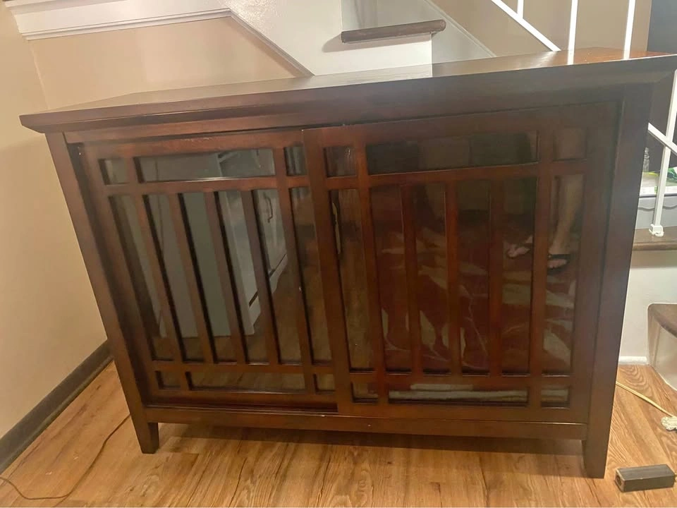 Pier One Wood Buffet Sideboard With Paned Glass Doors