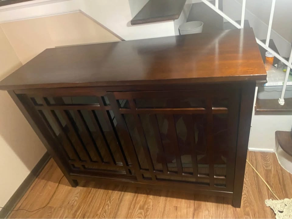 Pier One Wood Buffet Sideboard With Paned Glass Doors - photo 3