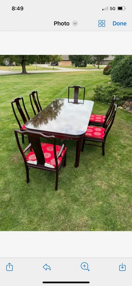 Chinese Huali Rosewood Dining Table with 6 Chairs - photo 2