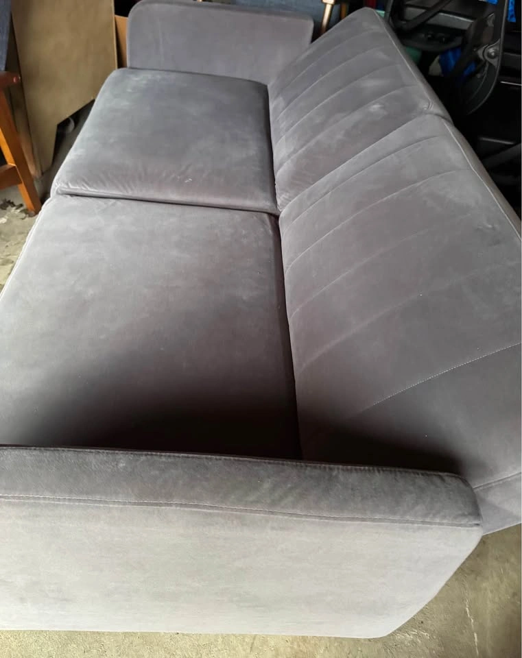 Grey Velvet Feel Modern Futon with Adjustable Back - photo 4