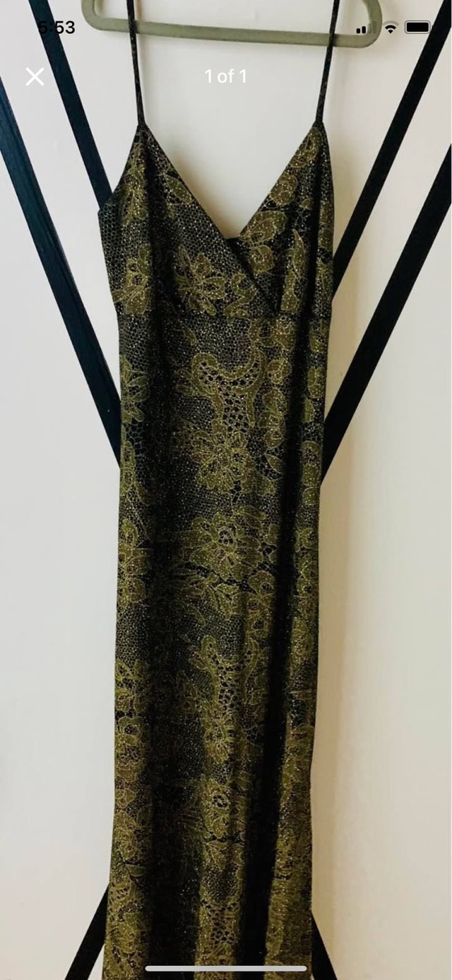 Evening Maxi Dress Gold and Black size Small