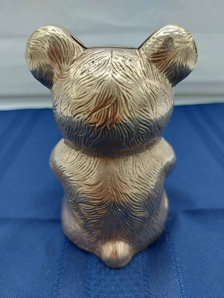 Vintage Brass Teddy Bear Piggy Bank - photo 3