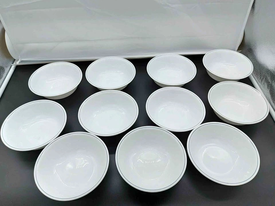 Corelle Bowl Set Of 11 White With Gray Band