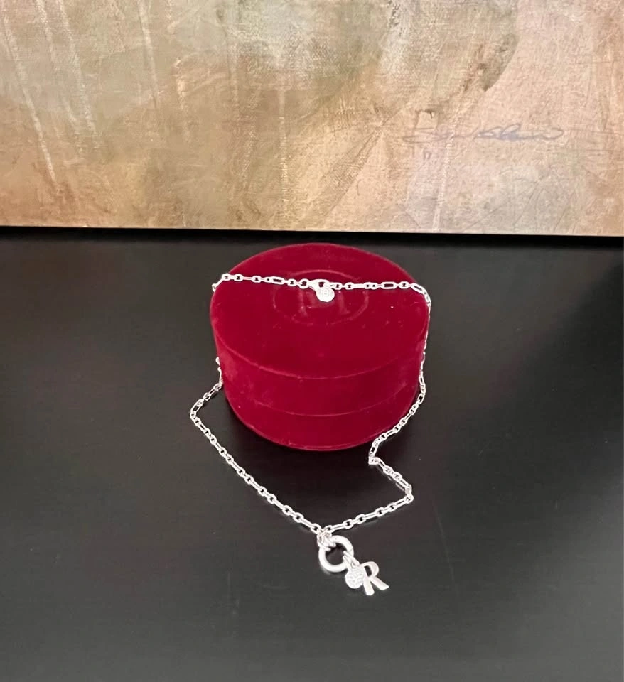 Hillberg & Berk Sterling Silver Chain Necklace with R & Sparkle - photo 3