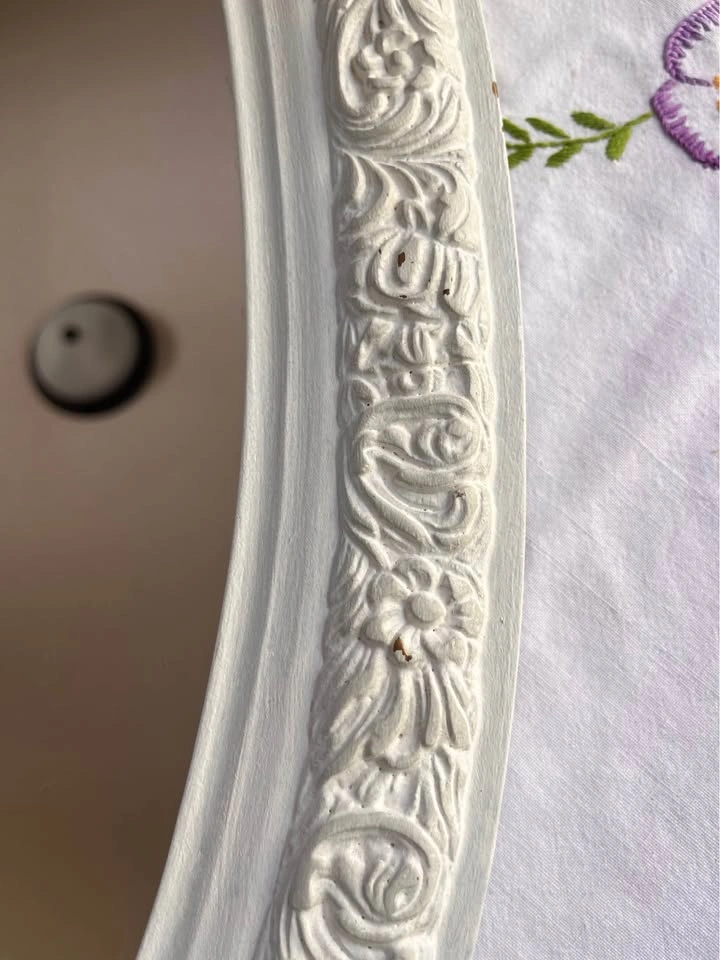 Vintage Oval Mirror, Ornate White Frame - photo 5