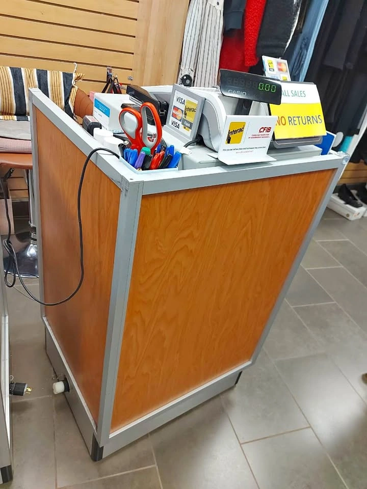 Wood Grain Retail Checkout Counter