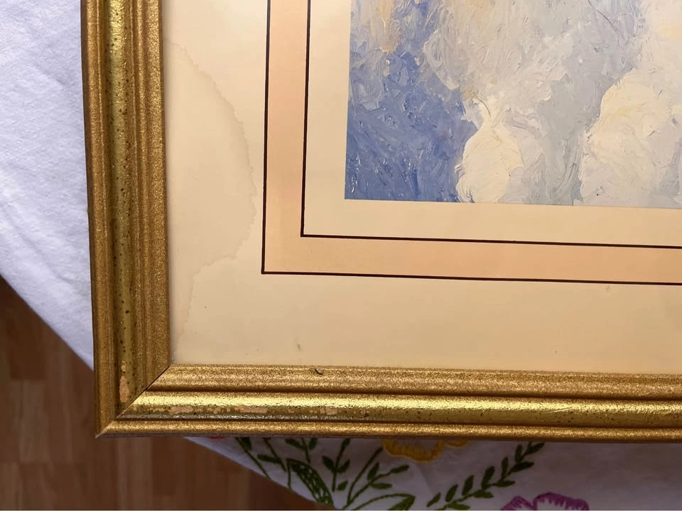 Framed Impressionist Landscape Print – Golden Wheat Field & Farm - photo 3
