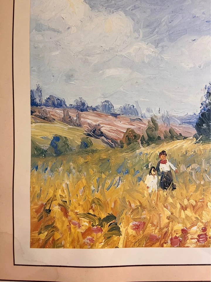 Framed Impressionist Landscape Print – Golden Wheat Field & Farm - photo 5