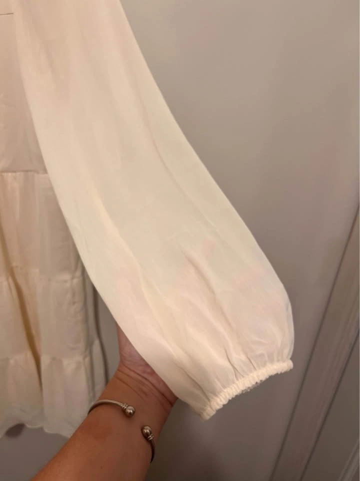 Kirundo Cream Tiered Chiffon Dress, Size Large, Long Sleeve - photo 3