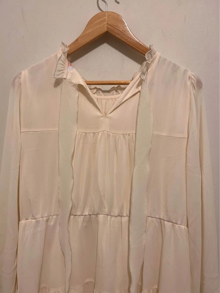 Kirundo Cream Tiered Chiffon Dress, Size Large, Long Sleeve - photo 5
