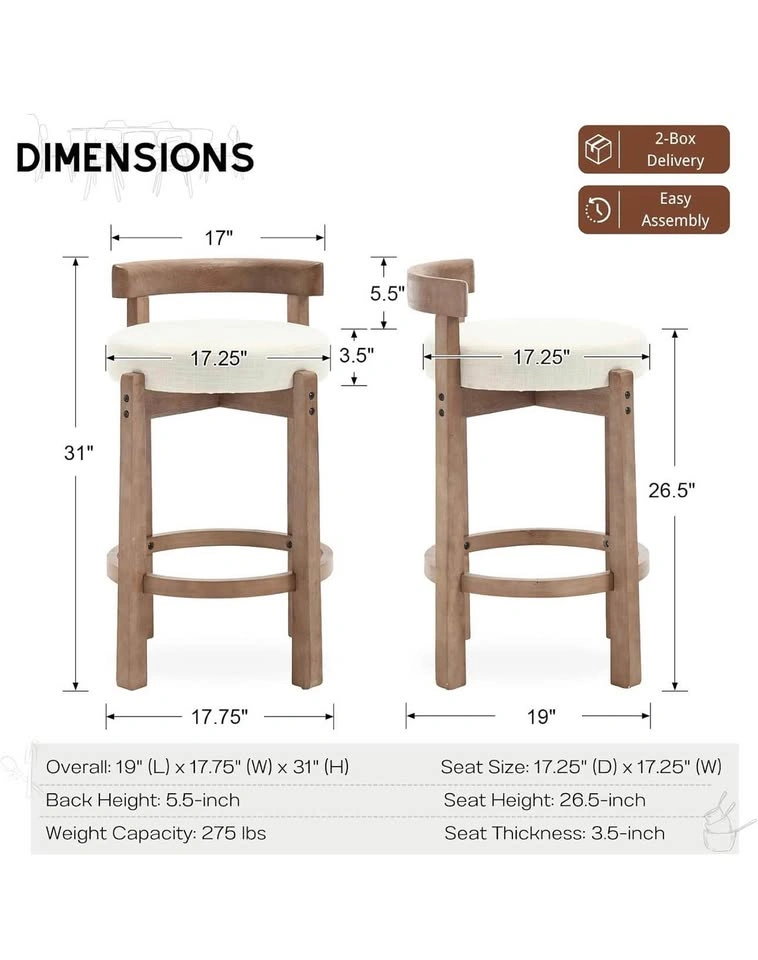 Mid-Century Modern Swivel Counter Stools – Set of 2 - photo 4