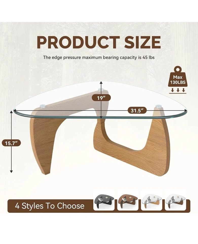 Modern Glass Coffee Table, Triangle Center Table, 31.5” - photo 2