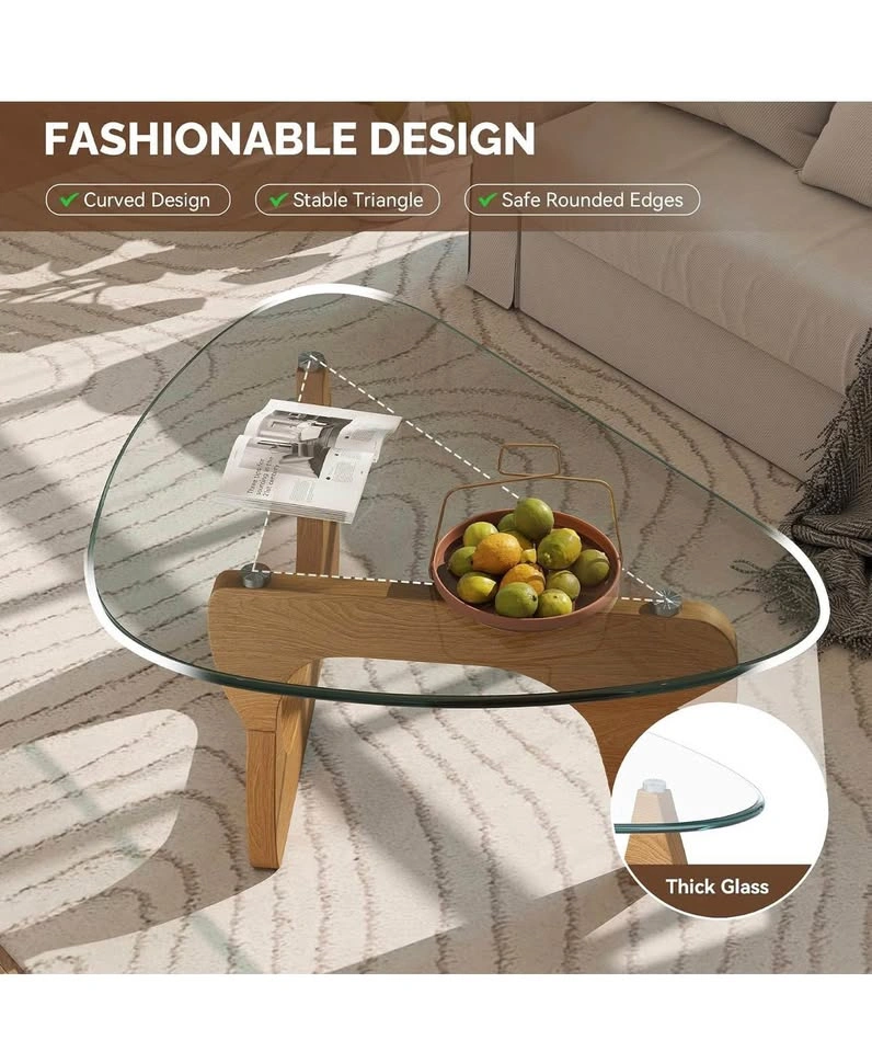 Modern Glass Coffee Table, Triangle Center Table, 31.5” - photo 4