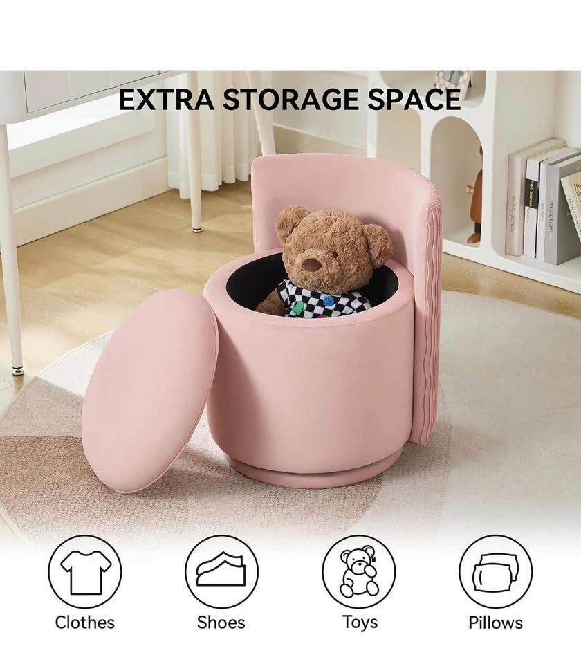 WUTUTUEE Velvet Vanity Chair with Storage, 360° Swivel - photo 5