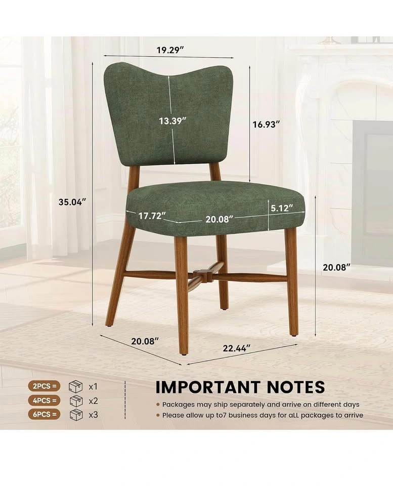 Farmhouse Dining Chairs Set of 2, Linen Seat, Wood Legs - photo 2