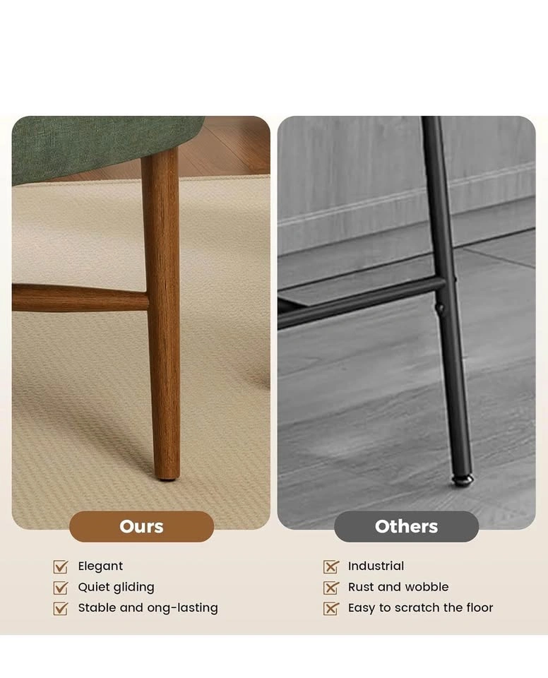 Farmhouse Dining Chairs Set of 2, Linen Seat, Wood Legs - photo 5