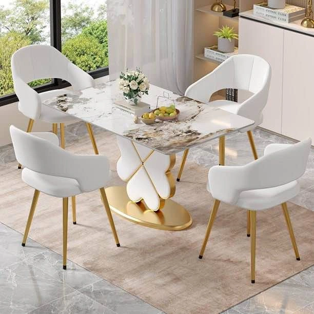 VECELO Set of 4 Modern Velvet Dining Chairs with Gold Legs