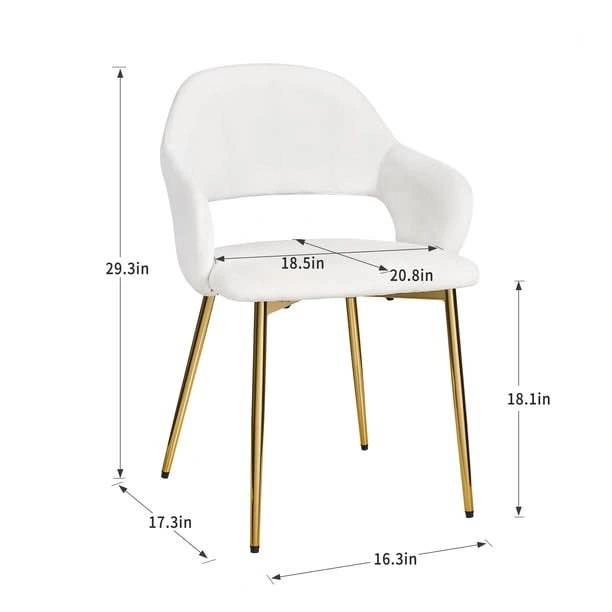 VECELO Set of 4 Modern Velvet Dining Chairs with Gold Legs - photo 3