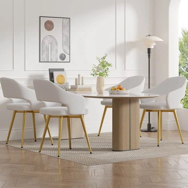 VECELO Set of 4 Modern Velvet Dining Chairs with Gold Legs - photo 4
