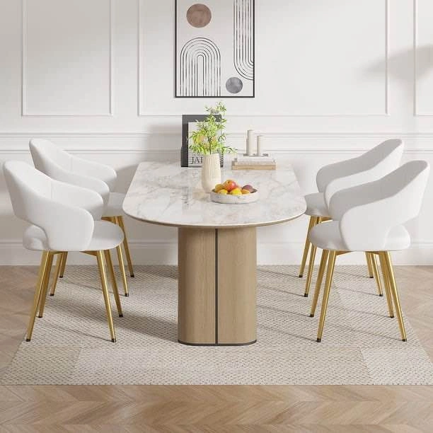 VECELO Set of 4 Modern Velvet Dining Chairs with Gold Legs - photo 5