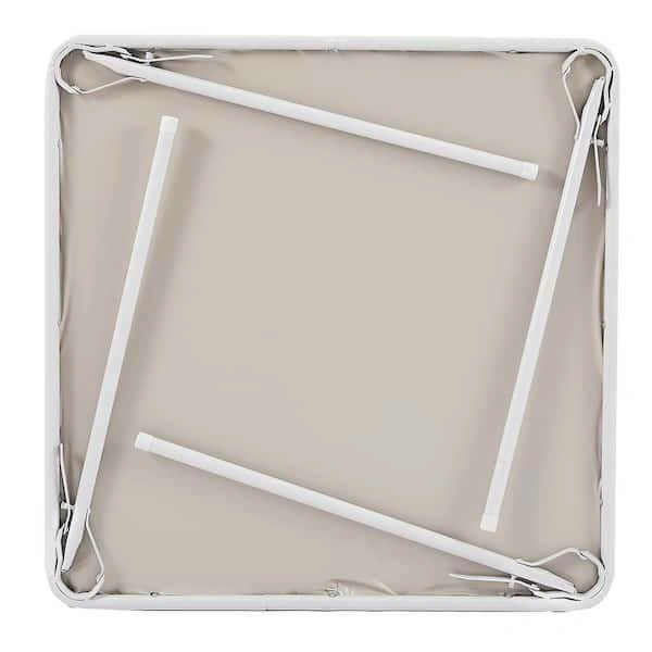 Folding Card Table 33.8 in. Portable Square Beige Metal Desk - photo 3