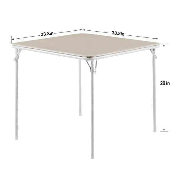 Folding Card Table 33.8 in. Portable Square Beige Metal Desk - photo 4