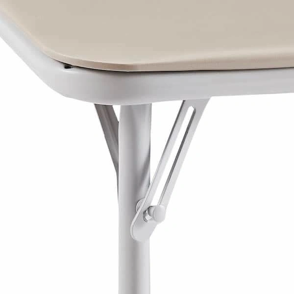 Folding Card Table 33.8 in. Portable Square Beige Metal Desk - photo 5