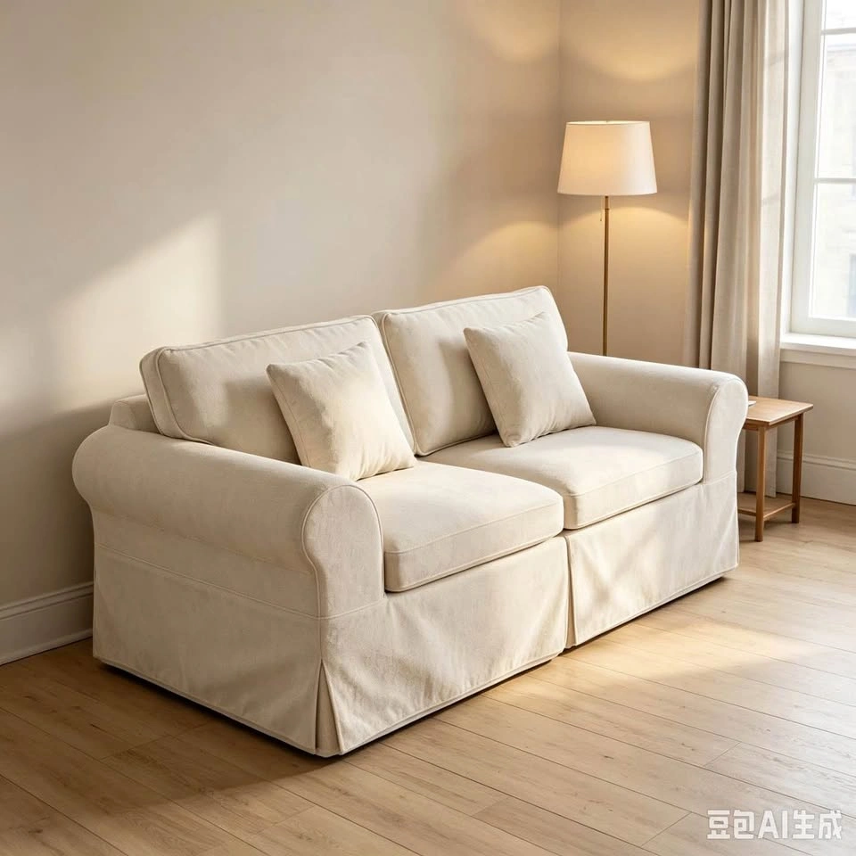 Greco Vintage Upholstered Boneless 3-Seat Sofa – Beige
