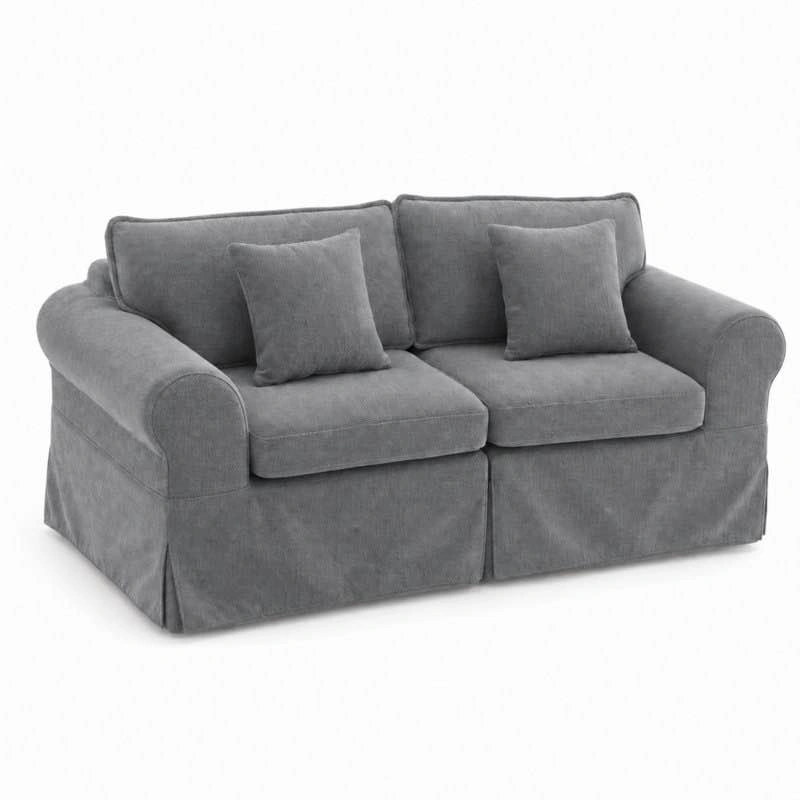 Gray 3-Piece Slipcover Sofa Set | 1 Loveseat + 2 Accent Chairs - photo 2