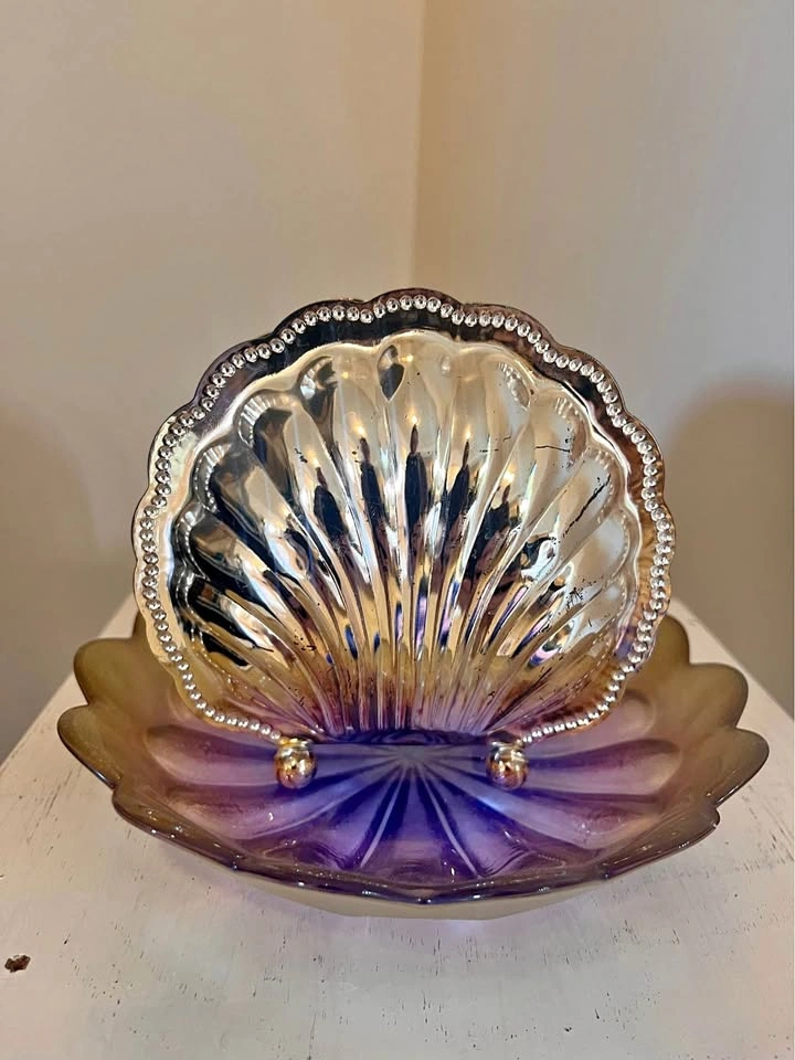 Vintage Brama Shell Napkin Holder - Silver Plated - Made in Engl