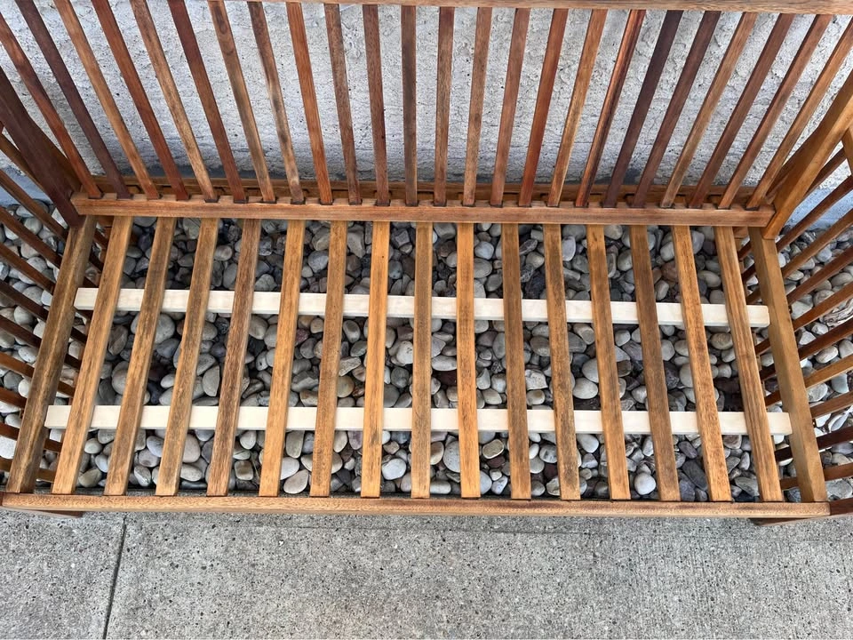 Refurbished Solid Wood Outdoor Bench + 6 Pillows / Cushions - photo 2