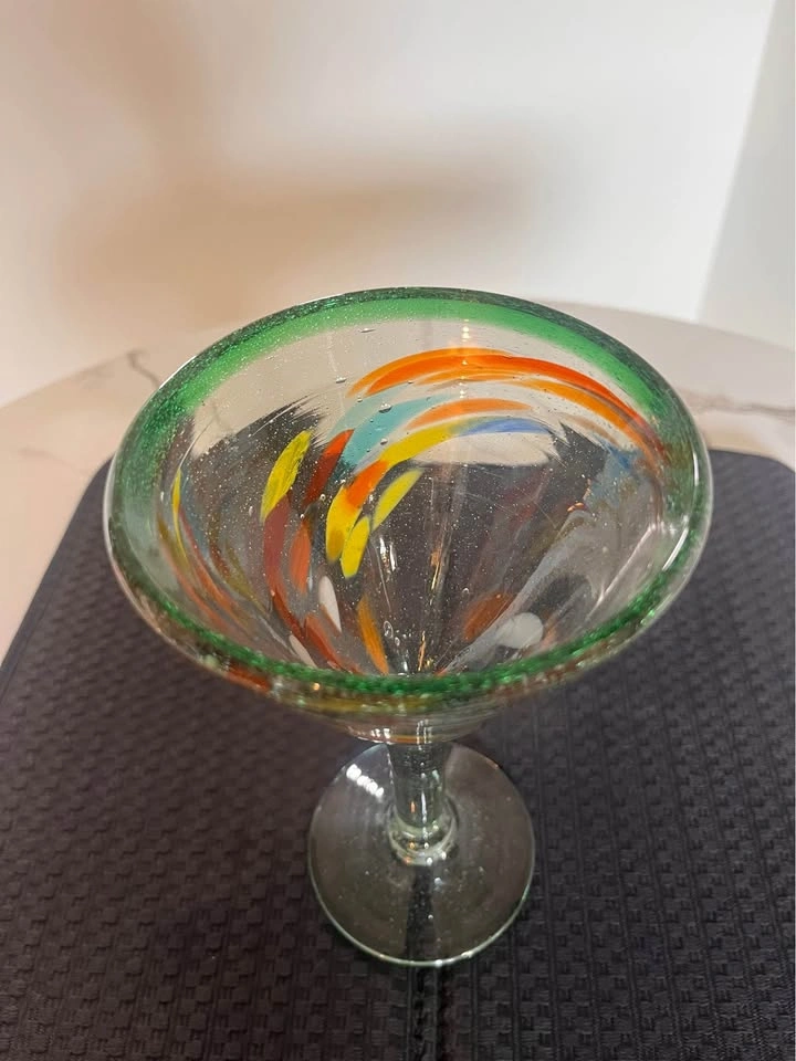 Hand-Blown Art Glass Cocktail Glasses Mexican Style - photo 2